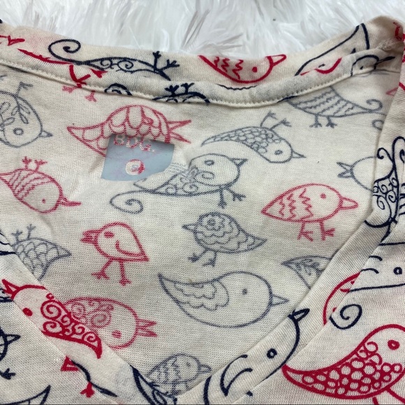 BDG. Cream & Red Bird Cartoon Sketch Graphic T-Shirt Tee - Picture 6 of 9